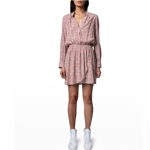 ZADIG & VOLTAIRE Rinka Heart-print Dress In Red Silk Small - Picture 1 of 14